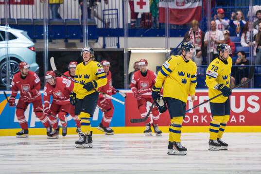 Fabian Zetterlund, Victor Olofsson and Tim Heed of Sweden