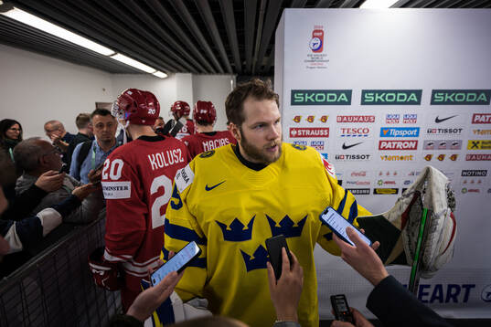 Goaltender Filip Gustavsson of Sweden
