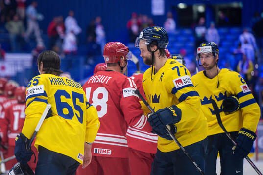 Erik Karlsson and Victor Hedman of Sweden