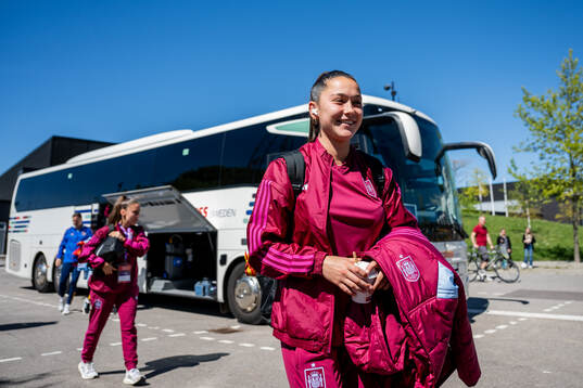 Players of Spain arrives at the stadium