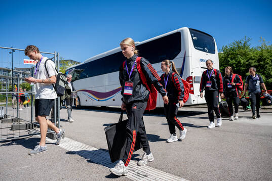 Players of Belgium arrives at the stadium