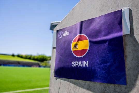 General view of a sign for team Spain