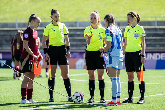 Referee Fabienne Miche, Assistant referee Edjena Kapxhiu,