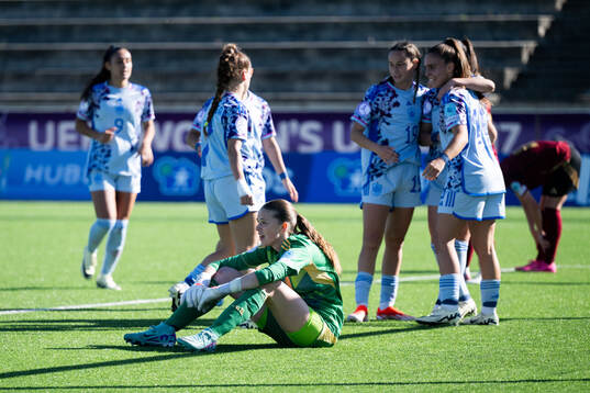 goalkeeper Aude Waldbillig of Belgium looks dejected