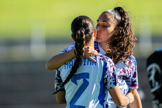 Martina Gonzalez and Celia Segura of Spain celebrate