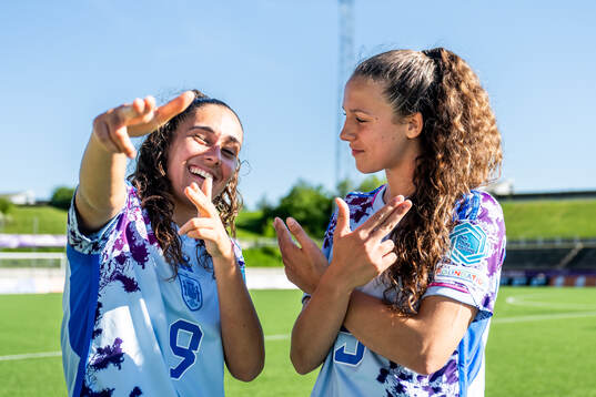 Celia Segura and Silvia Fernandez of Spain celebrate