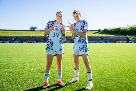 Alba Cerrato and Lucia Rivas of Spain celebrate