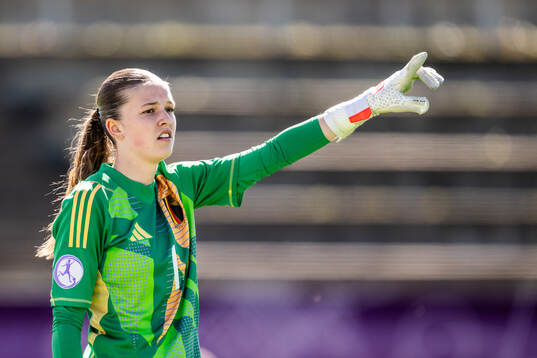 Goalkeeper Aude Waldbillig of Belgium