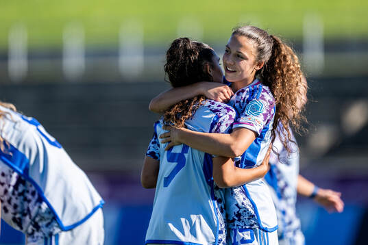 Celia Segura and Silvia Fernandez of Spain celebrate
