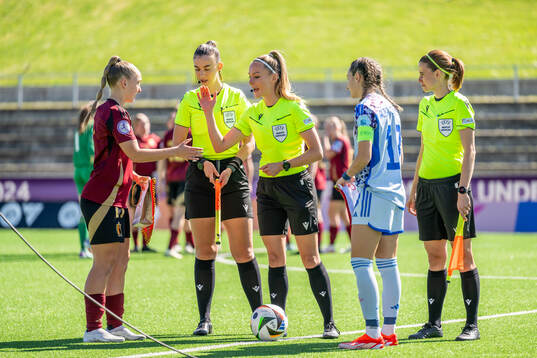 Referee Fabienne Miche, Assistant referee Edjena Kapxhiu,