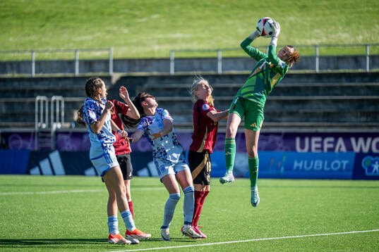 Goalkeeper Aude Waldbillig of Belgium