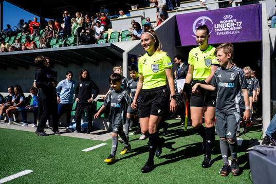 Referee Fabienne Miche and Assistant referee Edjena Kapxhiu