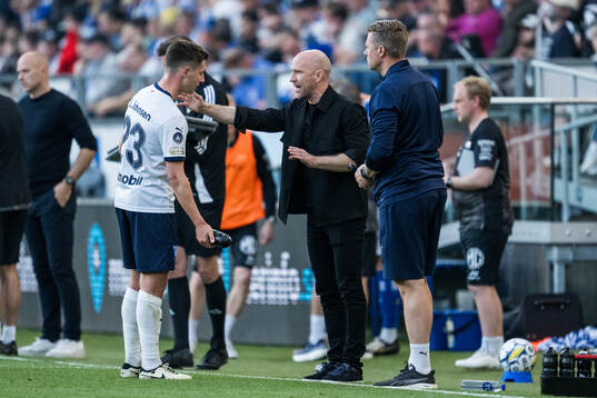 Malmö FFs Lasse Berg Johnsen och tränare Henrik Rydström