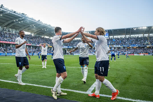 Malmö FFs Isaac Kiese Thelin, Lasse Berg Johnsen, Martin