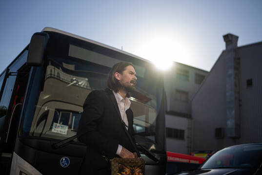 Linus Johansson of Sweden arrives to the arena