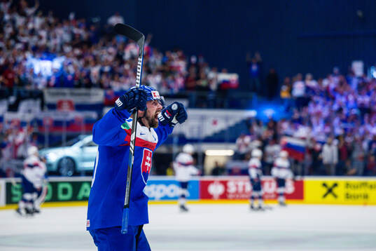 Tomas Tatar of Slovakia celebrates the overtime win