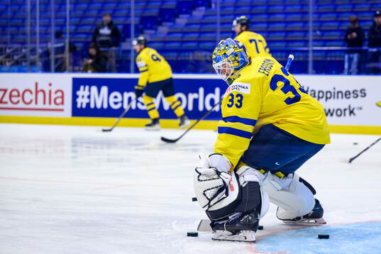 goaltender Samuel Ersson of Sweden