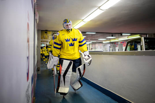 goaltender Samuel Ersson of Sweden