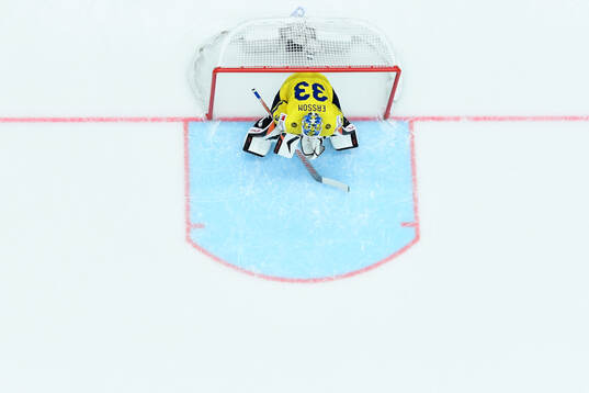goaltender Samuel Ersson of Sweden