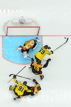 Carl Grundström and Linus Johansson of Sweden against