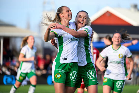 Hammarbys Ellen Wangerheim och Anna Jøsendal jublar