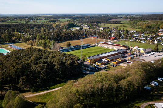 Drönarvy över Strandvallen
