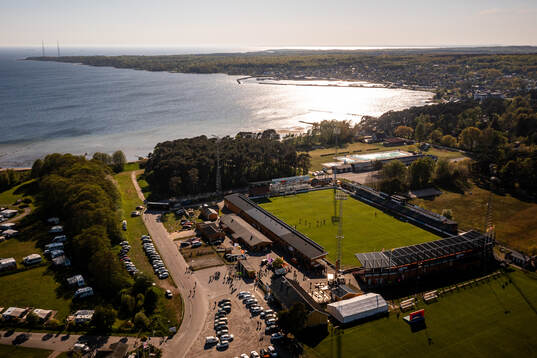 Drönarvy över Strandvallen