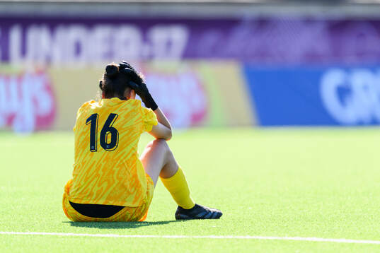 Goalkeeper Ceylin Yilmaz of France looks dejected
