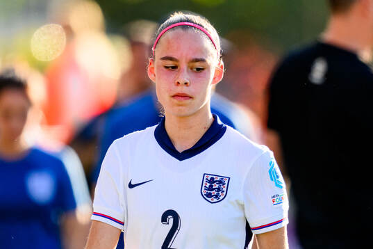 Rachel Maltby of England looks dejected