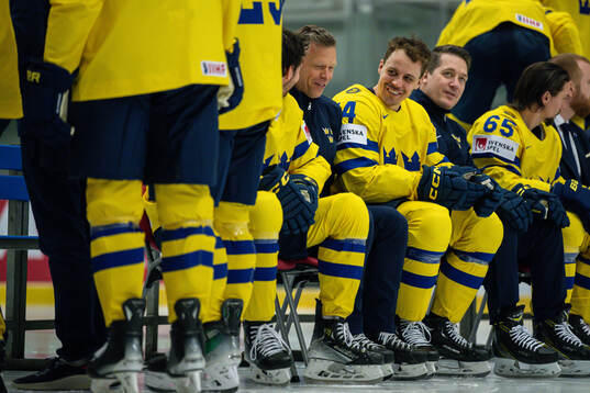 Assistant coach Nicklas Rahm, Joel Eriksson Ek and head
