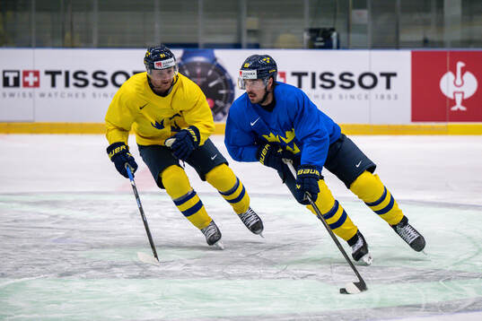 Carl Grundström and Marcus Johansson of Sweden at a