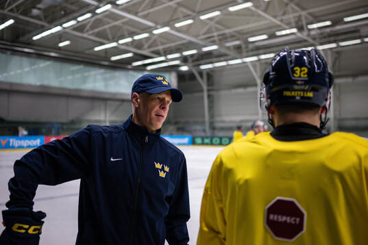Assistant coach Nicklas Rahm of Sweden at a practice session