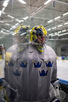 Goaltender Filip Gustavsson of Sweden