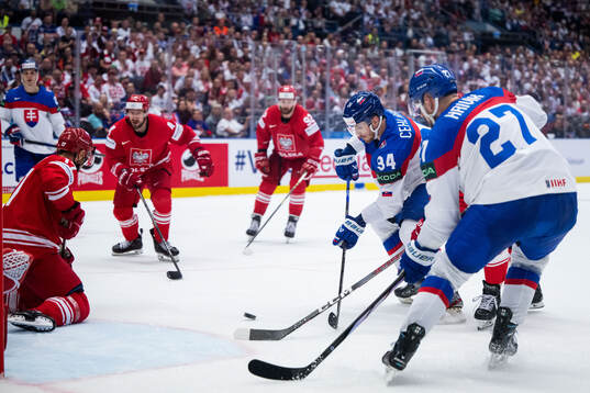Peter Cehlarik and Marek Hrivik of Slovakia