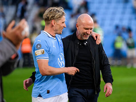 Malmö FFs Jens Stryger Larsen och tränare Henrik