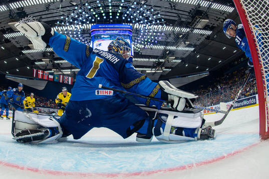 Goaltender Nikita Boyarkin of Kazakhstan