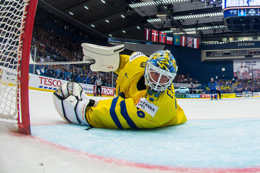 Goaltender Samuel Ersson of Sweden