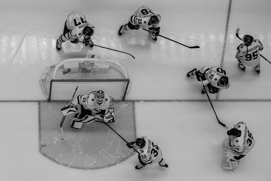 Goaltender Samuel Ersson of Sweden with teammates
