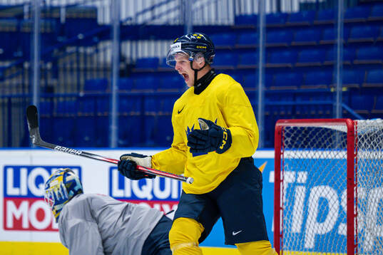 Max Friberg of Sweden reacts at a practice session