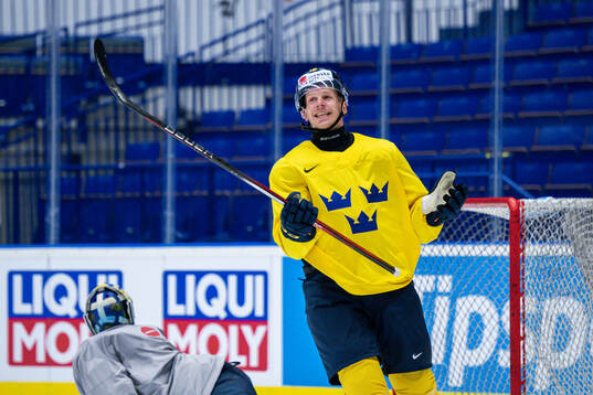 Max Friberg of Sweden reacts at a practice session