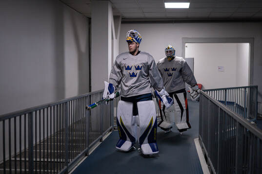 Goaltender Jesper Wallstedt and goaltender Samuel Ersson of