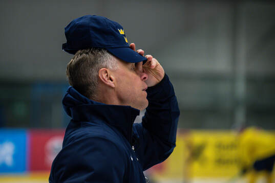 Assistant coach Nicklas Rahm of Sweden at a practice session