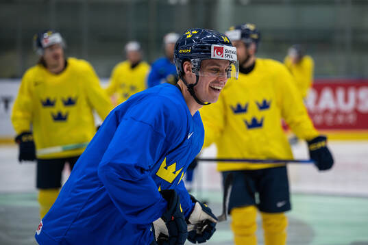 Joel Eriksson Ek of Sweden at a practice session