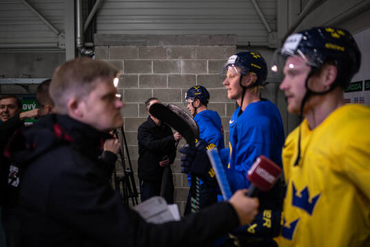 Lucas Raymond, Rasmus Dahlin and Carl Grundström of Sweden