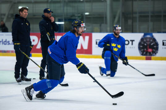 Erik Karlsson of Sweden at a practice session