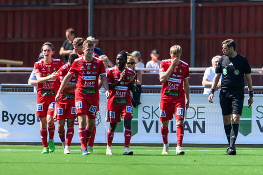 Skövde AIKs spelare jublar