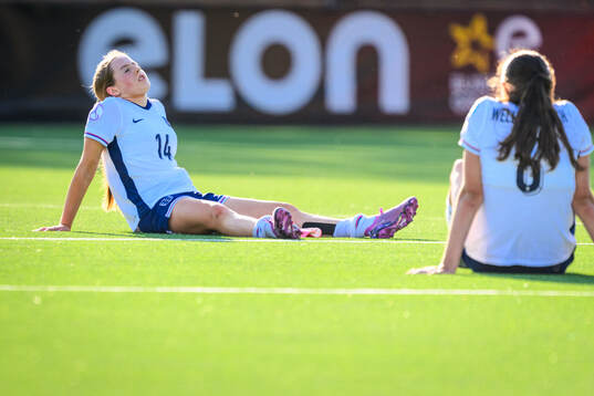 Emily Cassap of England looks dejected