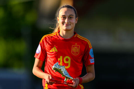 Alba Cerrato of Spain is awarded Top Goal Scorer of the