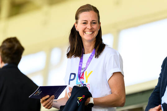 Lotta Schelin, ambassador of the UEFA project Playmakers,