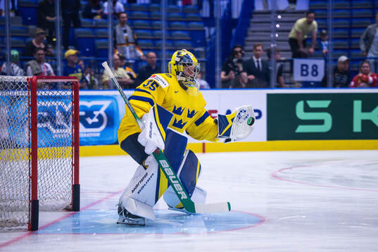 Goaltender Filip Gustavsson of Sweden